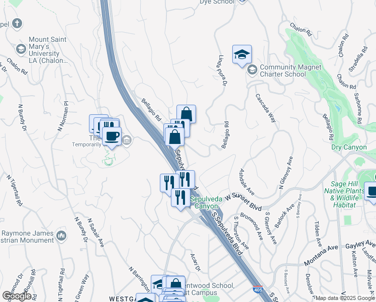 map of restaurants, bars, coffee shops, grocery stores, and more near 636 Acanto Street in Los Angeles