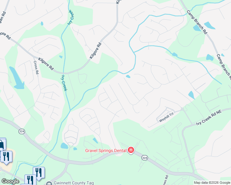 map of restaurants, bars, coffee shops, grocery stores, and more near 3385 IVY FARM PATH in Buford