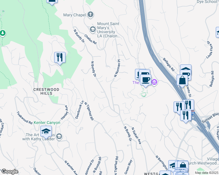 map of restaurants, bars, coffee shops, grocery stores, and more near 875 North Norman Place in Los Angeles