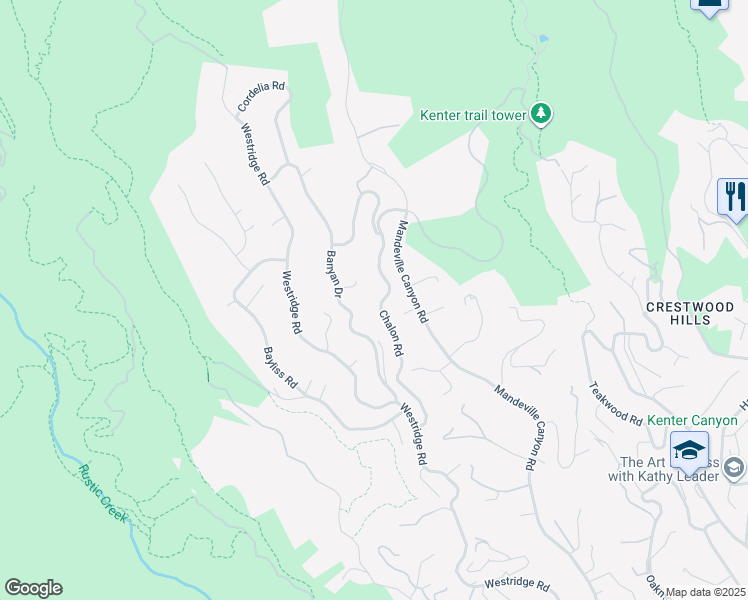 map of restaurants, bars, coffee shops, grocery stores, and more near 13257 Chalon Road in Los Angeles