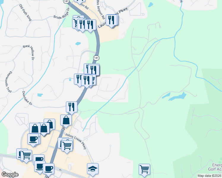 map of restaurants, bars, coffee shops, grocery stores, and more near 3760 Seaton Drive in Suwanee