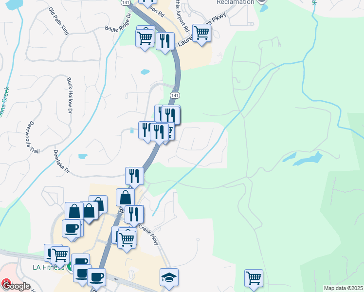 map of restaurants, bars, coffee shops, grocery stores, and more near 3705 Clay Court in Suwanee