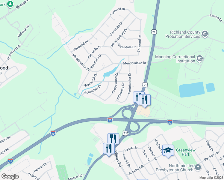 map of restaurants, bars, coffee shops, grocery stores, and more near 517 Sedgewood Drive in Columbia