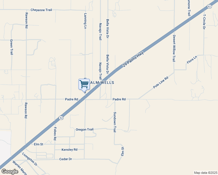 map of restaurants, bars, coffee shops, grocery stores, and more near 9626 Bella Vista Drive in Morongo Valley