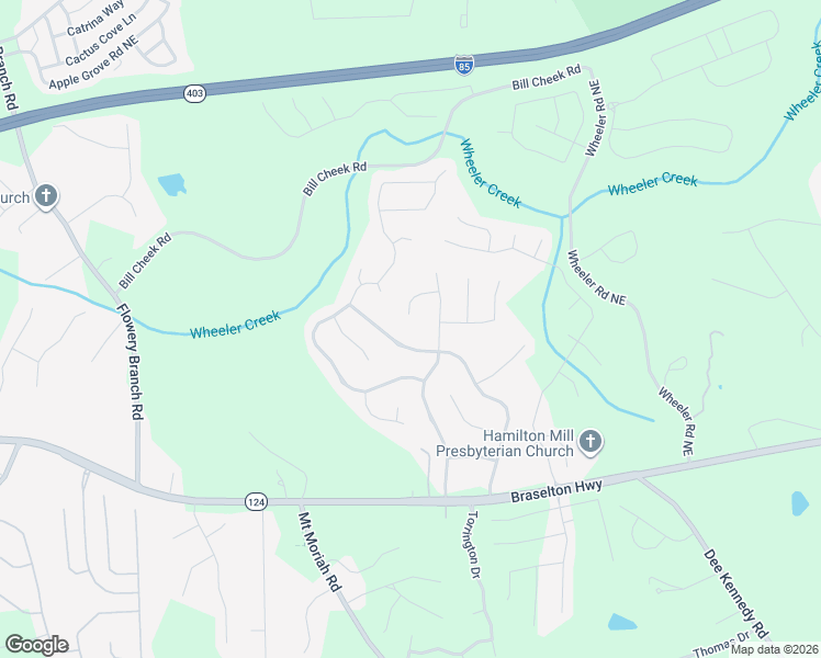 map of restaurants, bars, coffee shops, grocery stores, and more near 4921 Country Wood Trail Northeast in Hoschton