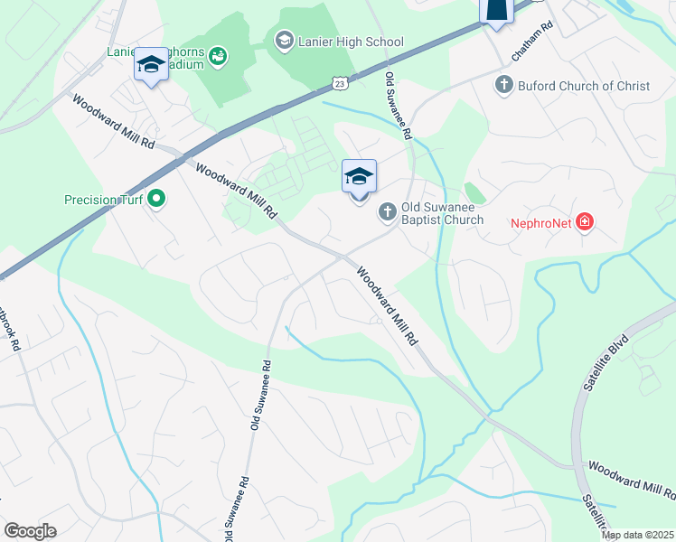 map of restaurants, bars, coffee shops, grocery stores, and more near 724 Laura Jean Court in Buford