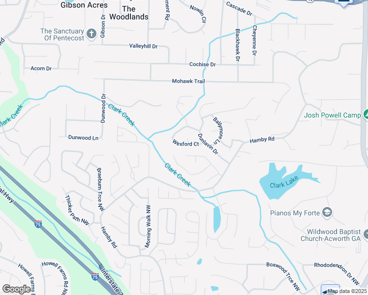 map of restaurants, bars, coffee shops, grocery stores, and more near 617 Wexford Court in Acworth