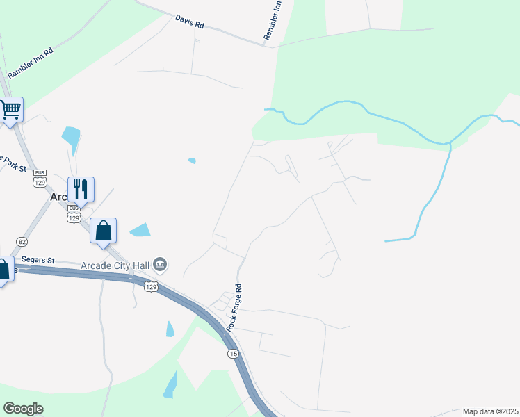 map of restaurants, bars, coffee shops, grocery stores, and more near 407 Rock Forge Road in Jefferson