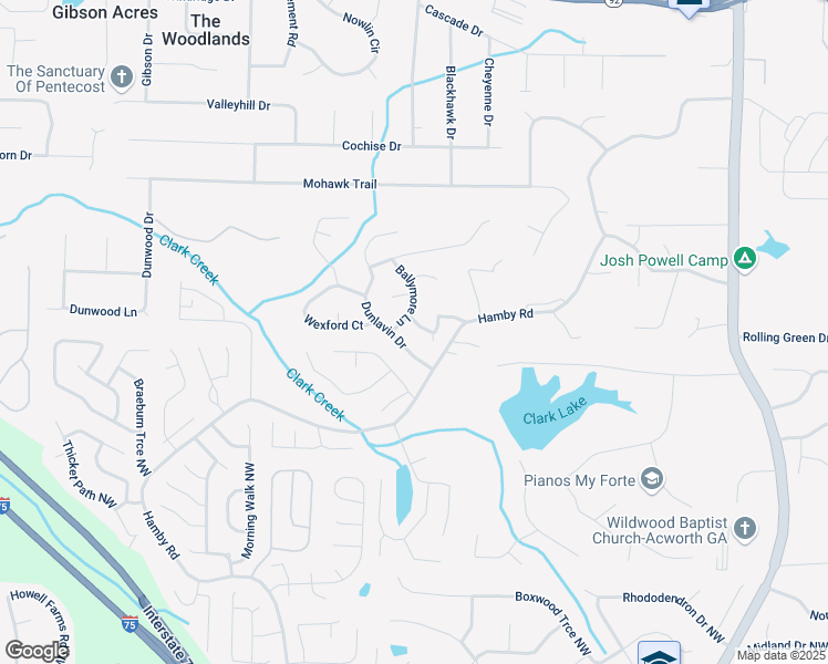 map of restaurants, bars, coffee shops, grocery stores, and more near 302 Tralee Drive in Acworth