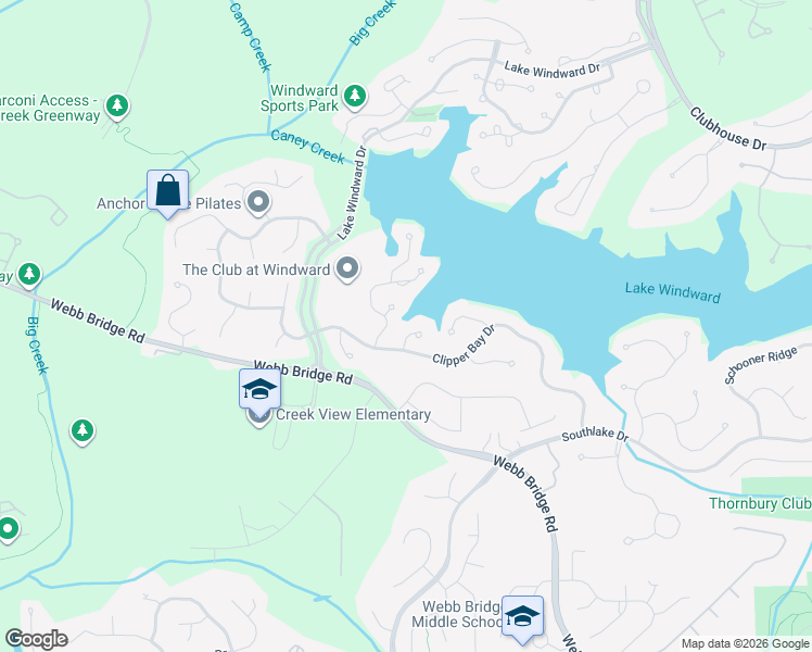 map of restaurants, bars, coffee shops, grocery stores, and more near 115 Staghound Court in Alpharetta