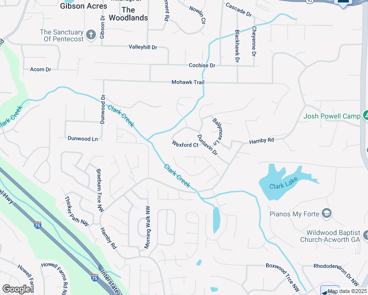 map of restaurants, bars, coffee shops, grocery stores, and more near 617 Wexford Court in Acworth