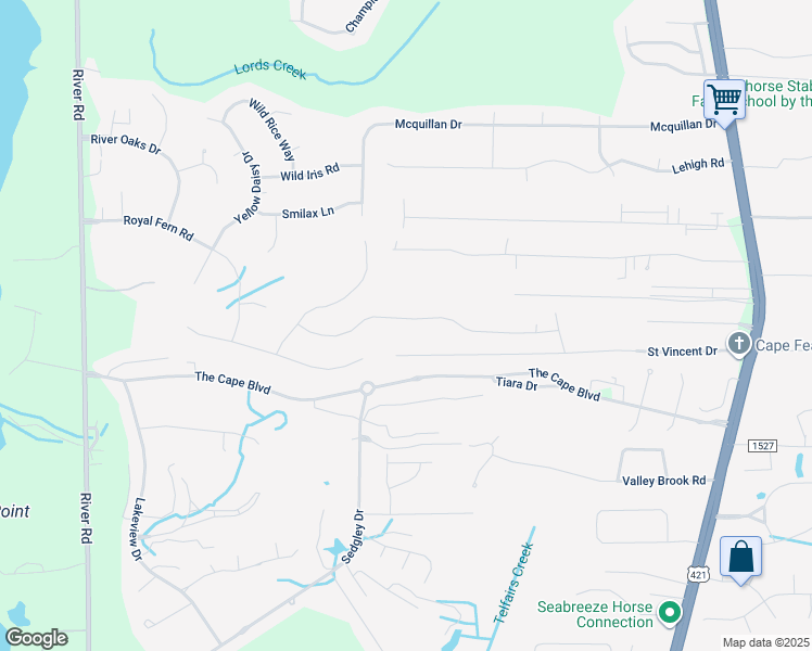 map of restaurants, bars, coffee shops, grocery stores, and more near 524 Catamaran Drive in Wilmington