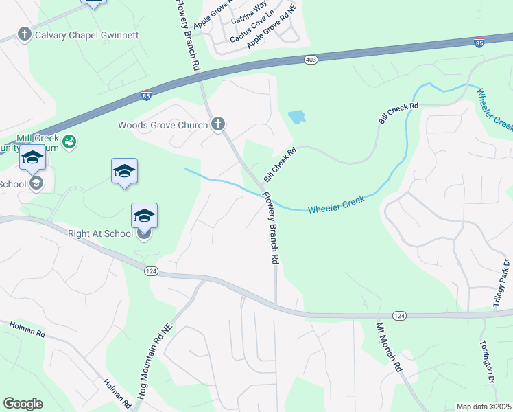 map of restaurants, bars, coffee shops, grocery stores, and more near 4660 Wheeler Bend Way Northeast in Auburn