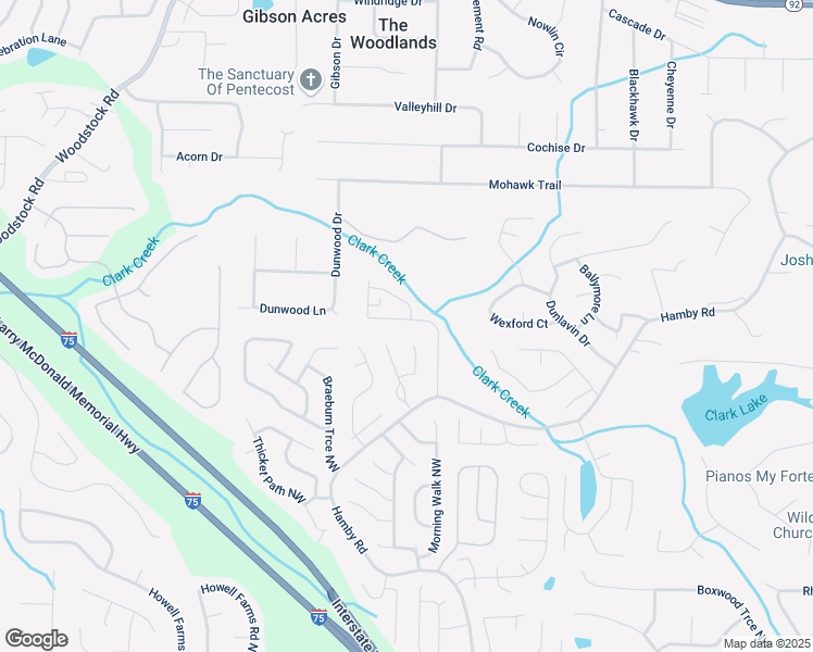 map of restaurants, bars, coffee shops, grocery stores, and more near 5095 Sherrer Drive Northwest in Acworth