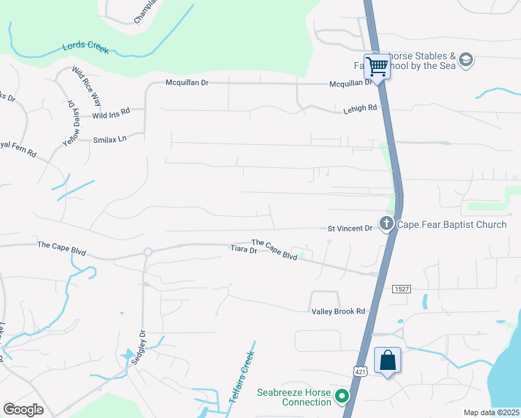 map of restaurants, bars, coffee shops, grocery stores, and more near 8107 Saint Barts Court in Wilmington