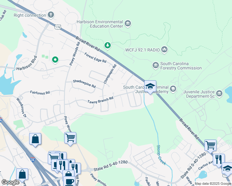 map of restaurants, bars, coffee shops, grocery stores, and more near 6 Cutlers Court in Columbia