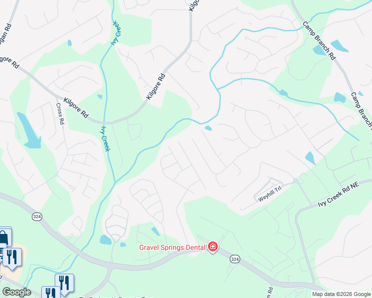 map of restaurants, bars, coffee shops, grocery stores, and more near 3385 IVY FARM PATH in Buford