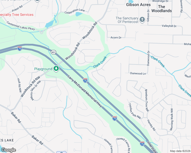 map of restaurants, bars, coffee shops, grocery stores, and more near 5108 Centennial Creek View Northwest in Acworth