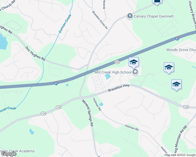 map of restaurants, bars, coffee shops, grocery stores, and more near 4294 Nuthatch Drive in Buford
