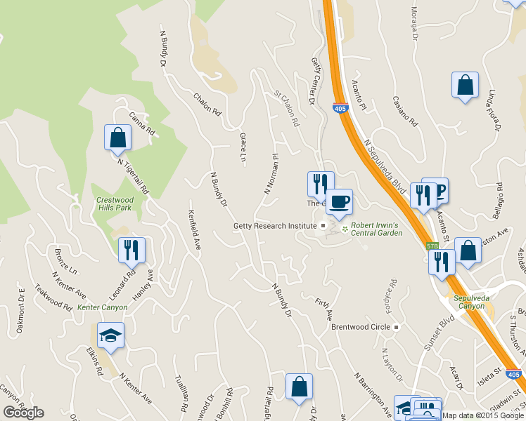 map of restaurants, bars, coffee shops, grocery stores, and more near 868 North Norman Place in Los Angeles