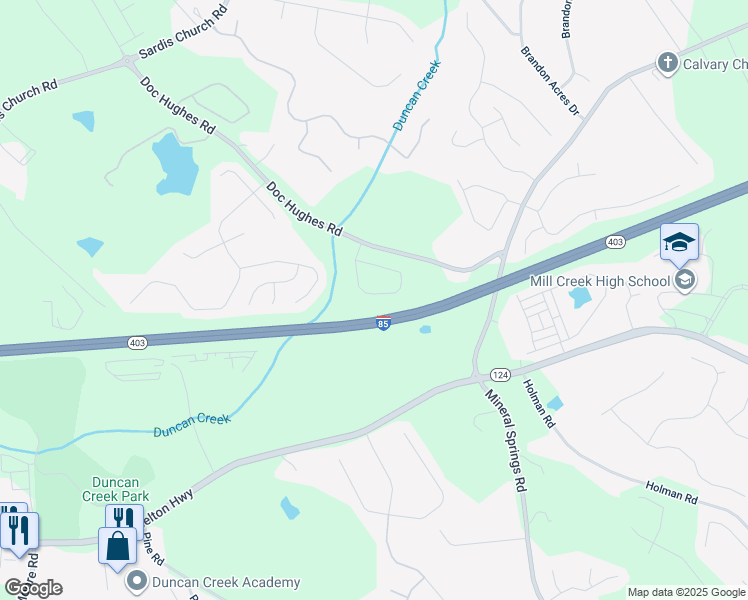 map of restaurants, bars, coffee shops, grocery stores, and more near 1980 Beyers Landing Drive in Buford
