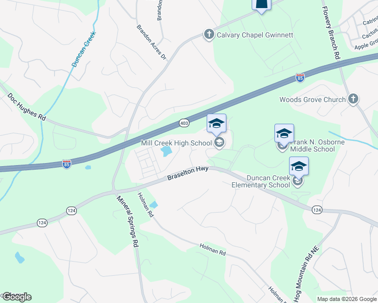 map of restaurants, bars, coffee shops, grocery stores, and more near 4426 Latvia Lane in Hoschton