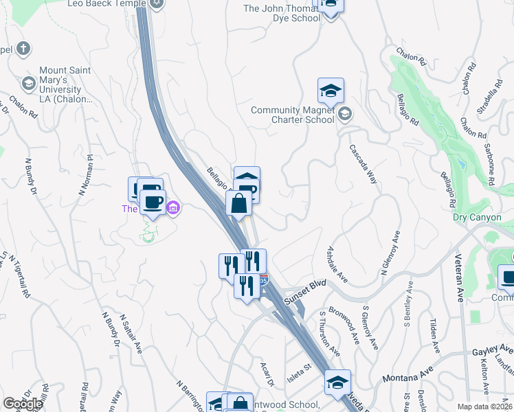 map of restaurants, bars, coffee shops, grocery stores, and more near in Los Angeles