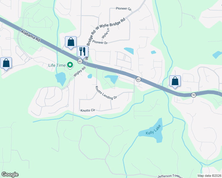 map of restaurants, bars, coffee shops, grocery stores, and more near 912 Lucky Lane in Woodstock
