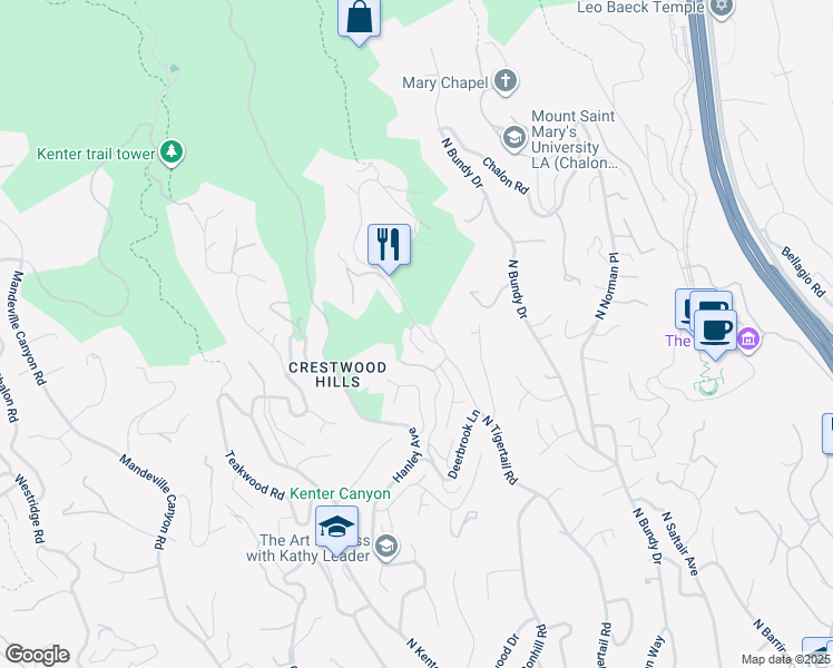map of restaurants, bars, coffee shops, grocery stores, and more near 1024 Lindenwood Lane in Los Angeles