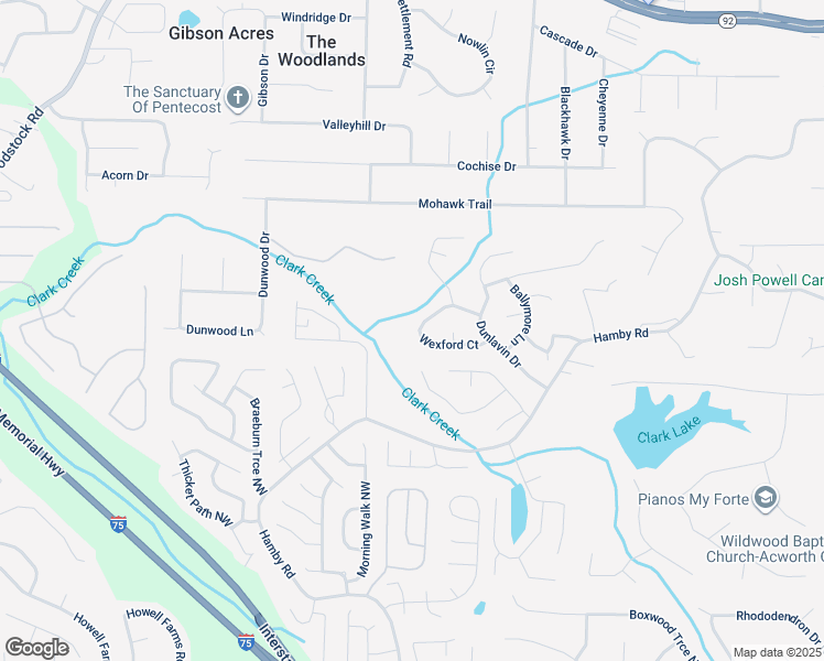 map of restaurants, bars, coffee shops, grocery stores, and more near 635 Wexford Court in Acworth