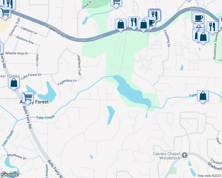 map of restaurants, bars, coffee shops, grocery stores, and more near 5169 Narda Grace Cove in Acworth