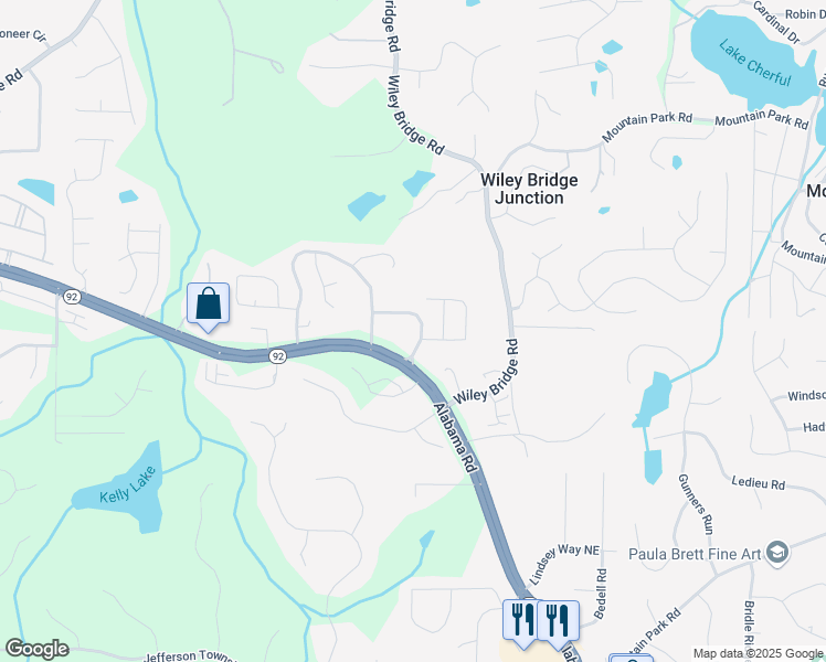 map of restaurants, bars, coffee shops, grocery stores, and more near 112 Wiley Parc Circle in Woodstock