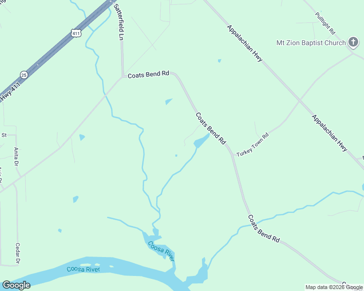 map of restaurants, bars, coffee shops, grocery stores, and more near 2810 Coats Bend Road in Gadsden