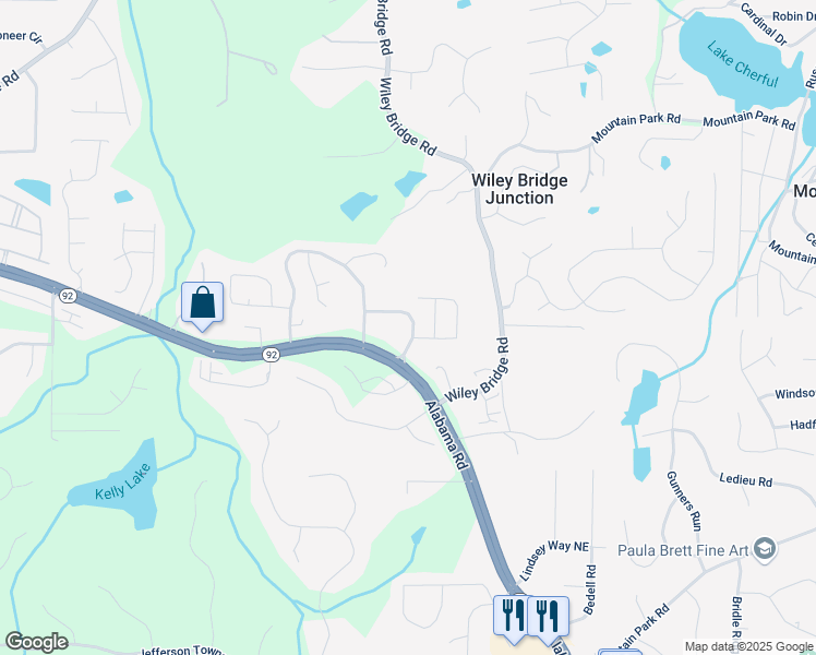 map of restaurants, bars, coffee shops, grocery stores, and more near 128 Wiley Parc Circle in Woodstock