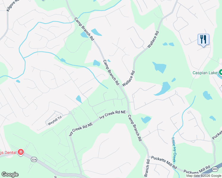 map of restaurants, bars, coffee shops, grocery stores, and more near 2842 Summer Branch Lane in Buford