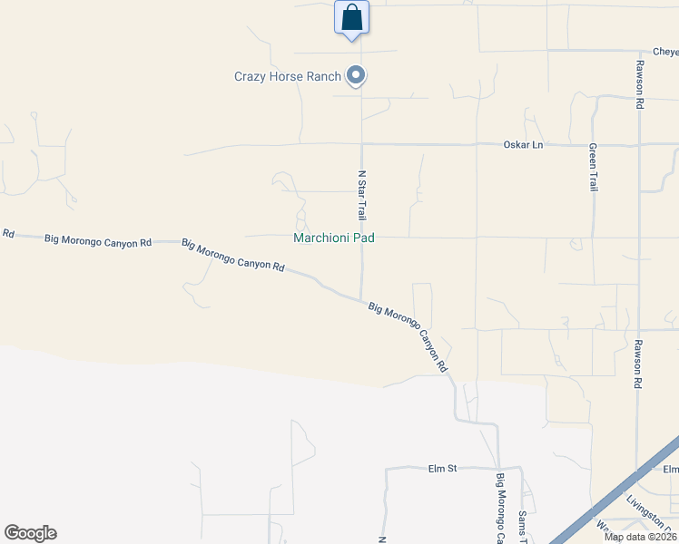 map of restaurants, bars, coffee shops, grocery stores, and more near 9582 North Star Trail in Morongo Valley
