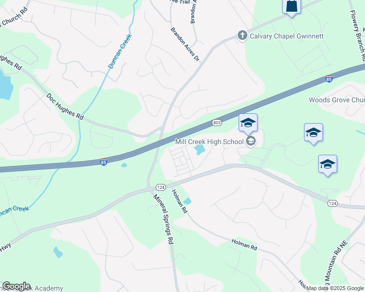 map of restaurants, bars, coffee shops, grocery stores, and more near 4777 Waxwing Street in Hoschton