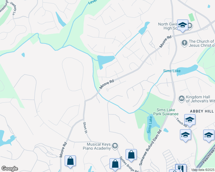 map of restaurants, bars, coffee shops, grocery stores, and more near 4965 Markim Forest Lane in Sugar Hill