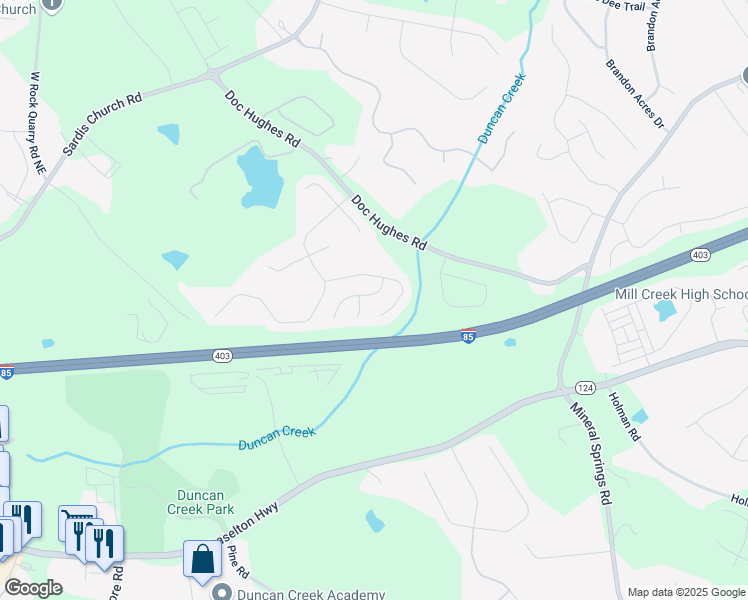 map of restaurants, bars, coffee shops, grocery stores, and more near 2145 Sorrento Court in Buford