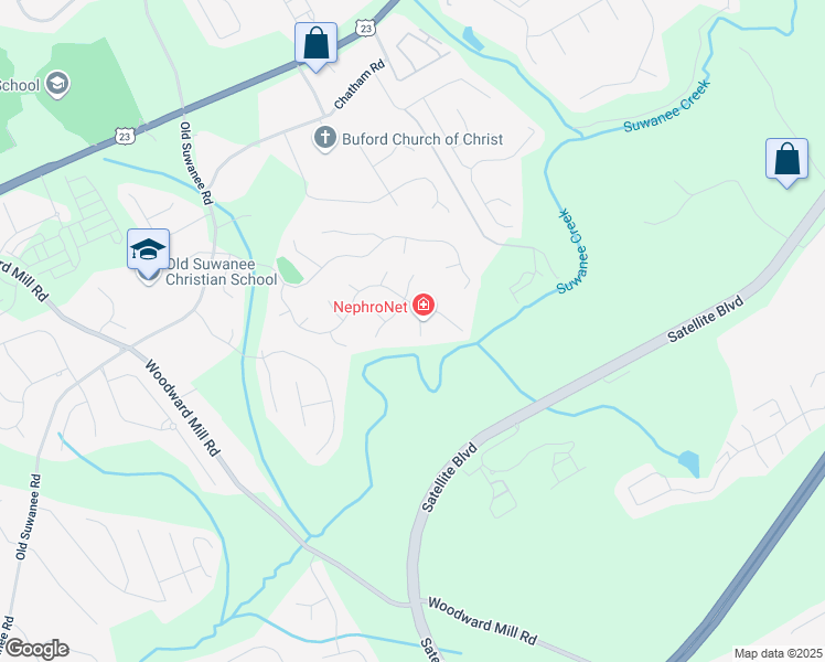 map of restaurants, bars, coffee shops, grocery stores, and more near 902 Preserve Bluff Drive Northeast in Buford