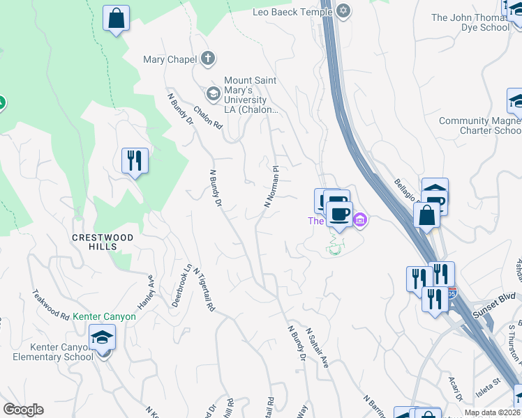 map of restaurants, bars, coffee shops, grocery stores, and more near 941 North Norman Place in Los Angeles