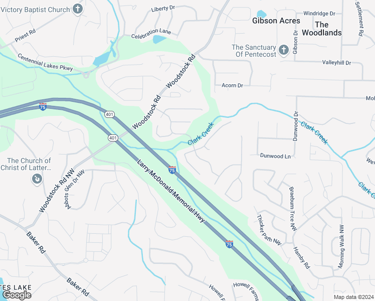 map of restaurants, bars, coffee shops, grocery stores, and more near 5141 Centennial Creek View Northwest in Acworth