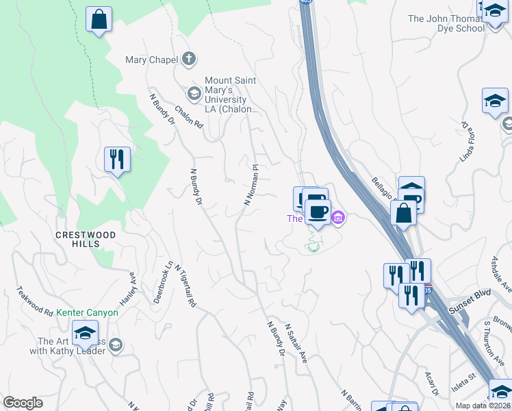 map of restaurants, bars, coffee shops, grocery stores, and more near 11929 Brentwood Grove Drive in Los Angeles