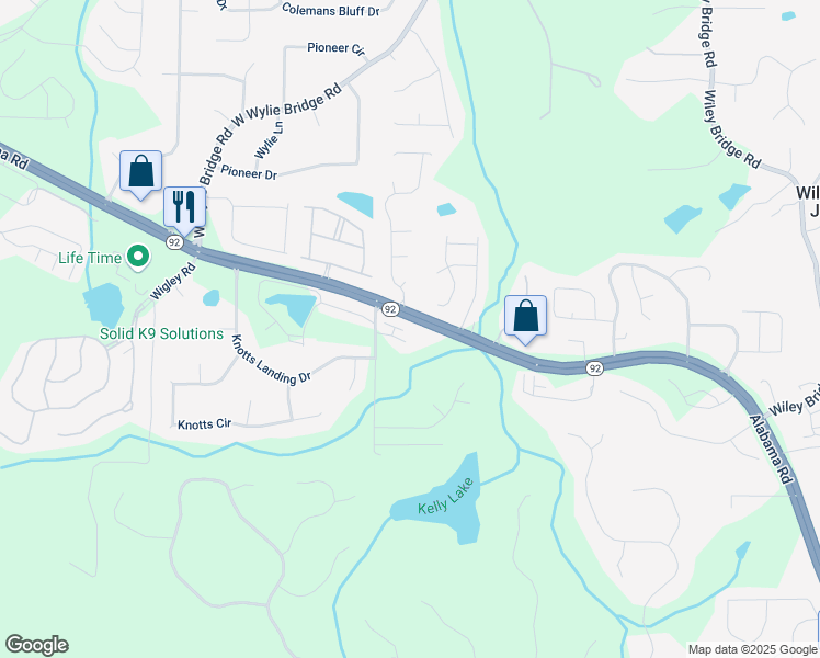 map of restaurants, bars, coffee shops, grocery stores, and more near 435 Stovall Place in Woodstock