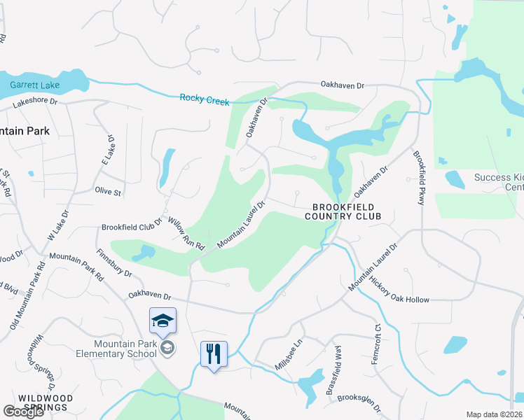 map of restaurants, bars, coffee shops, grocery stores, and more near 12157 Mountain Laurel Drive in Roswell