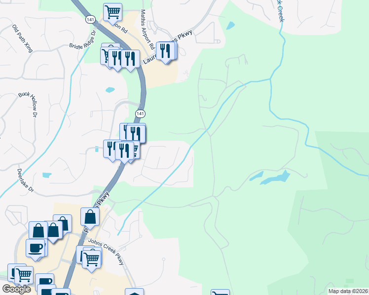 map of restaurants, bars, coffee shops, grocery stores, and more near 3860 Seaton Drive in Suwanee