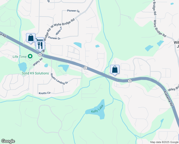 map of restaurants, bars, coffee shops, grocery stores, and more near 435 Stovall Place in Woodstock