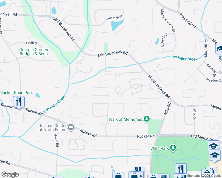 map of restaurants, bars, coffee shops, grocery stores, and more near 12235 Greenmont Walk in Alpharetta