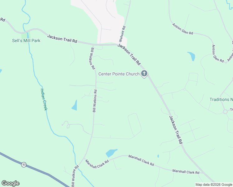 map of restaurants, bars, coffee shops, grocery stores, and more near 126 Elmwood Road in Hoschton