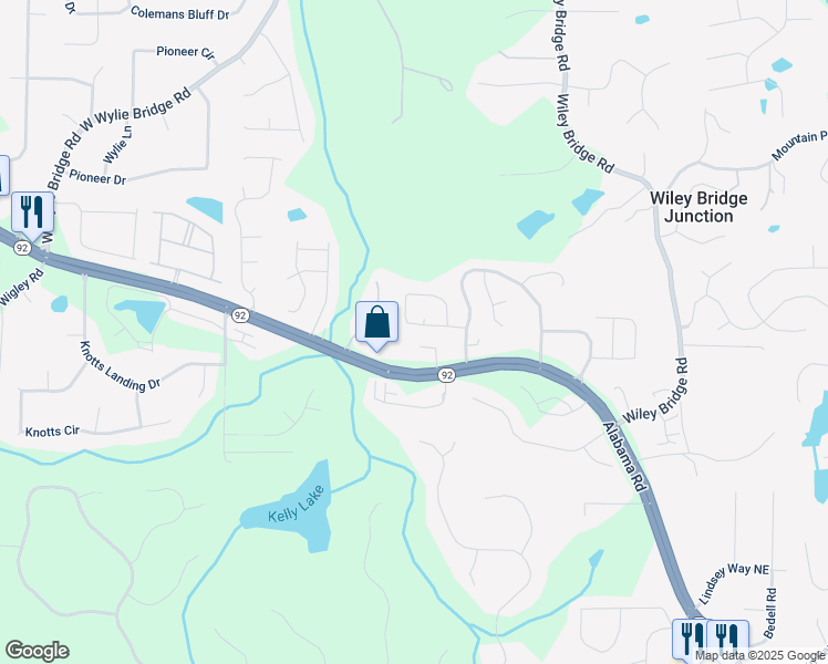 map of restaurants, bars, coffee shops, grocery stores, and more near 2021 Crestview Way in Woodstock